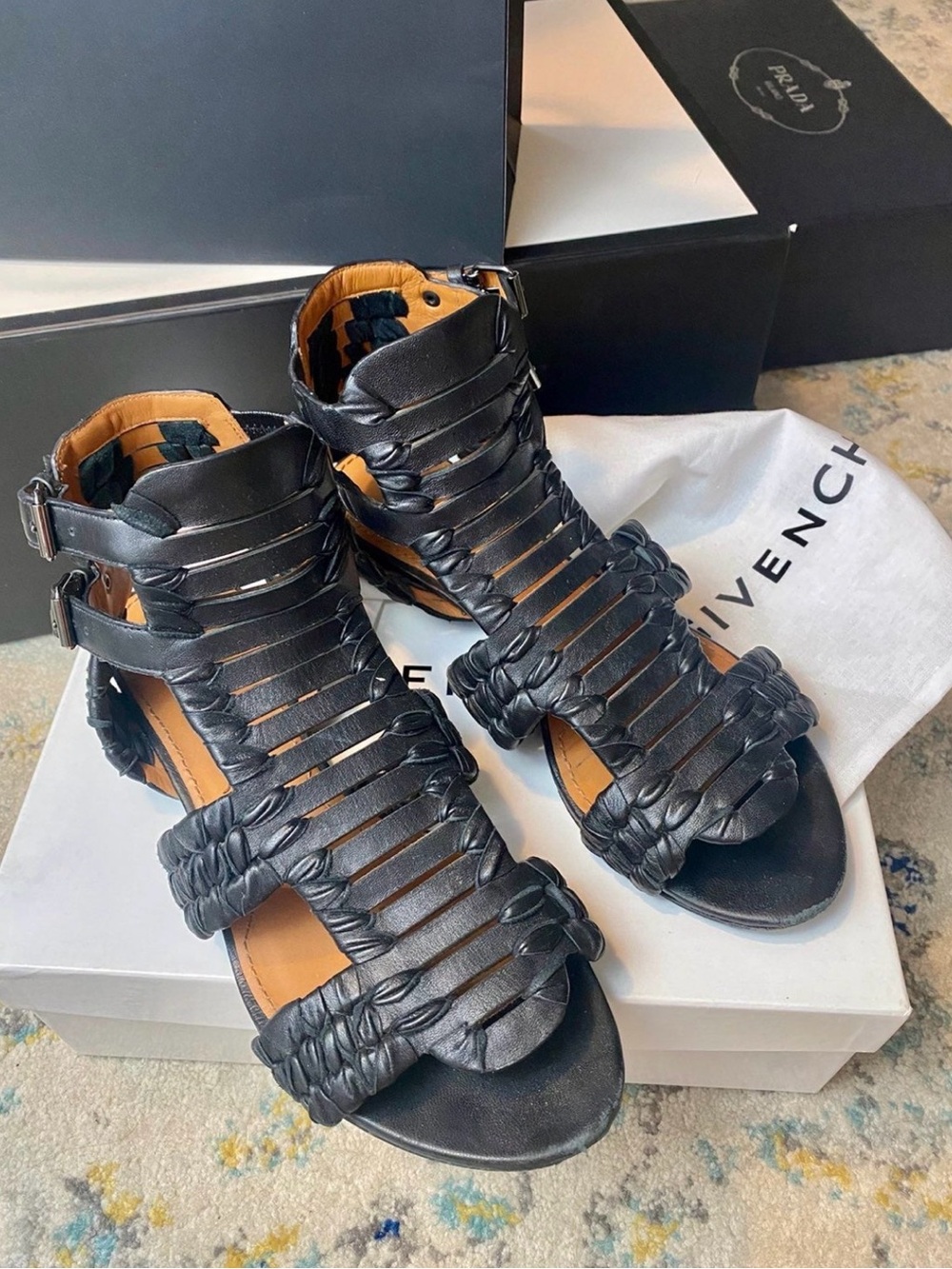 Givenchy Black Gladiator Sandals 38.0
